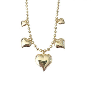 Mitylene Multi Bubble Heart Necklace in Gold