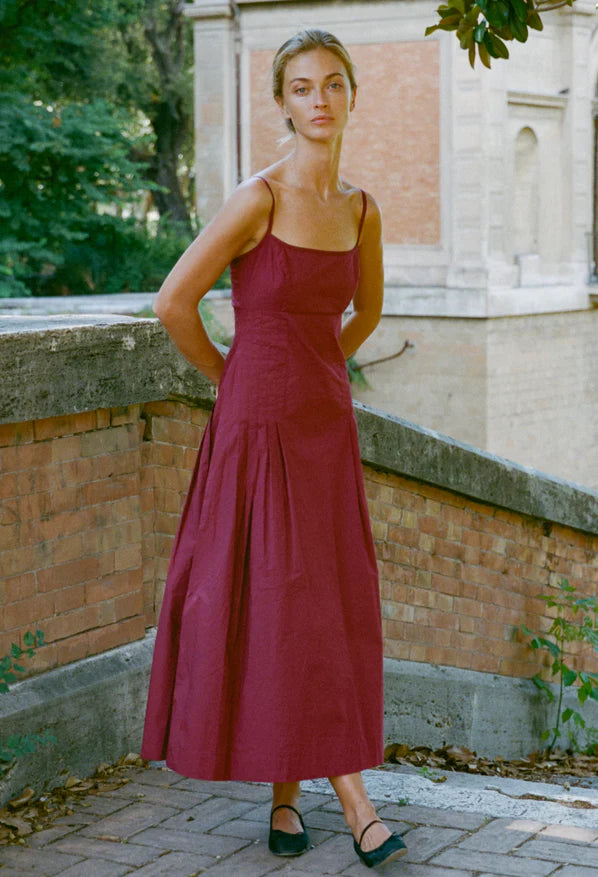 open lace back dress Ciao Lucia Karita Dress Bordeaux Cotton Poplin – mitylene