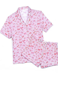 Katie J Lynn Shorts Lounge Set in Bow on Pink