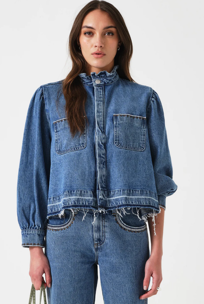 Seventy & Mochi Ziggy Cropped Denim Jacket – mitylene Seventy & Mochi Ziggy Cropped Denim Jacket – mitylene