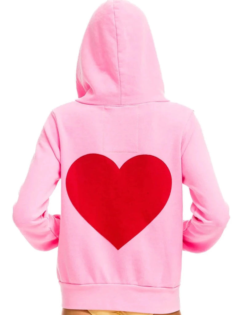 Aviator Nation Heart Stitch Zip Hoodie in Neon Pink – mitylene