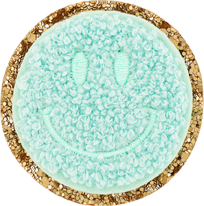 Stoney Clover Glitter Varsity Smiley Face Patch in Cotton Candy