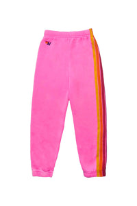 Aviator Nation Kids 5 Stripe Sweatpants in Neon Pink