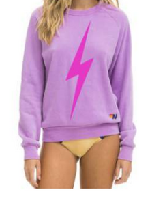 Aviator Nation Bolt Crew Sweatshirt in Neon Purple // Neon Pink