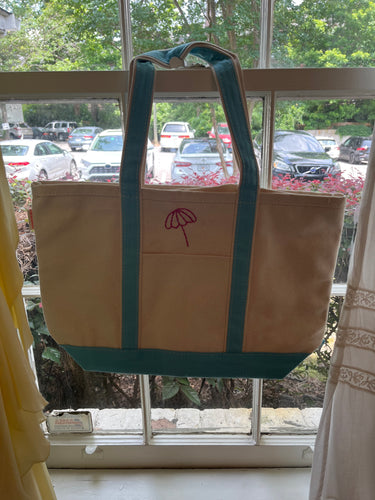 Medium Classic tote with umbrella embroidery