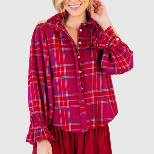 Koch Phoebe Top in Cranberry Plaid