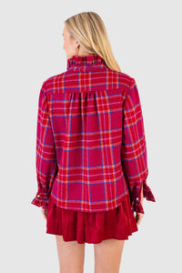 Koch Phoebe Top in Cranberry Plaid