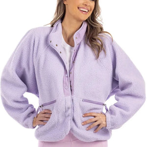 Light Purple Buttoned Slouchy Fleece Jacket