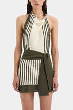 Halter Neck Stripe Open Back Dress