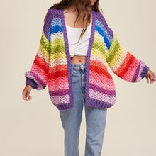 Mitylene Hand Crochet Oversized Open Cardigan in Rainbow