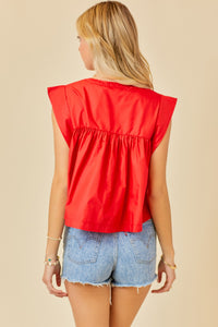 Mitylene Pleated Blouse in Red
