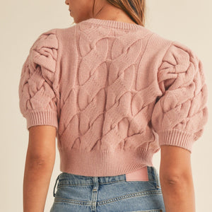 Mitylene Embellished Cropped Cable Knit Sweater