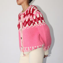 Mitylene Vintage Knit Cardigan in Pink and Red