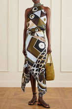 Abstract Geometric Halter Skirt Set