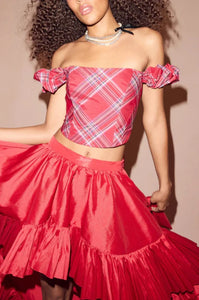 LoveShackFancy Maryjane Tartan Bustier Top