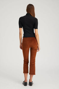 SPRWMN Dark Cognac Brown Crop Flare Corduroy