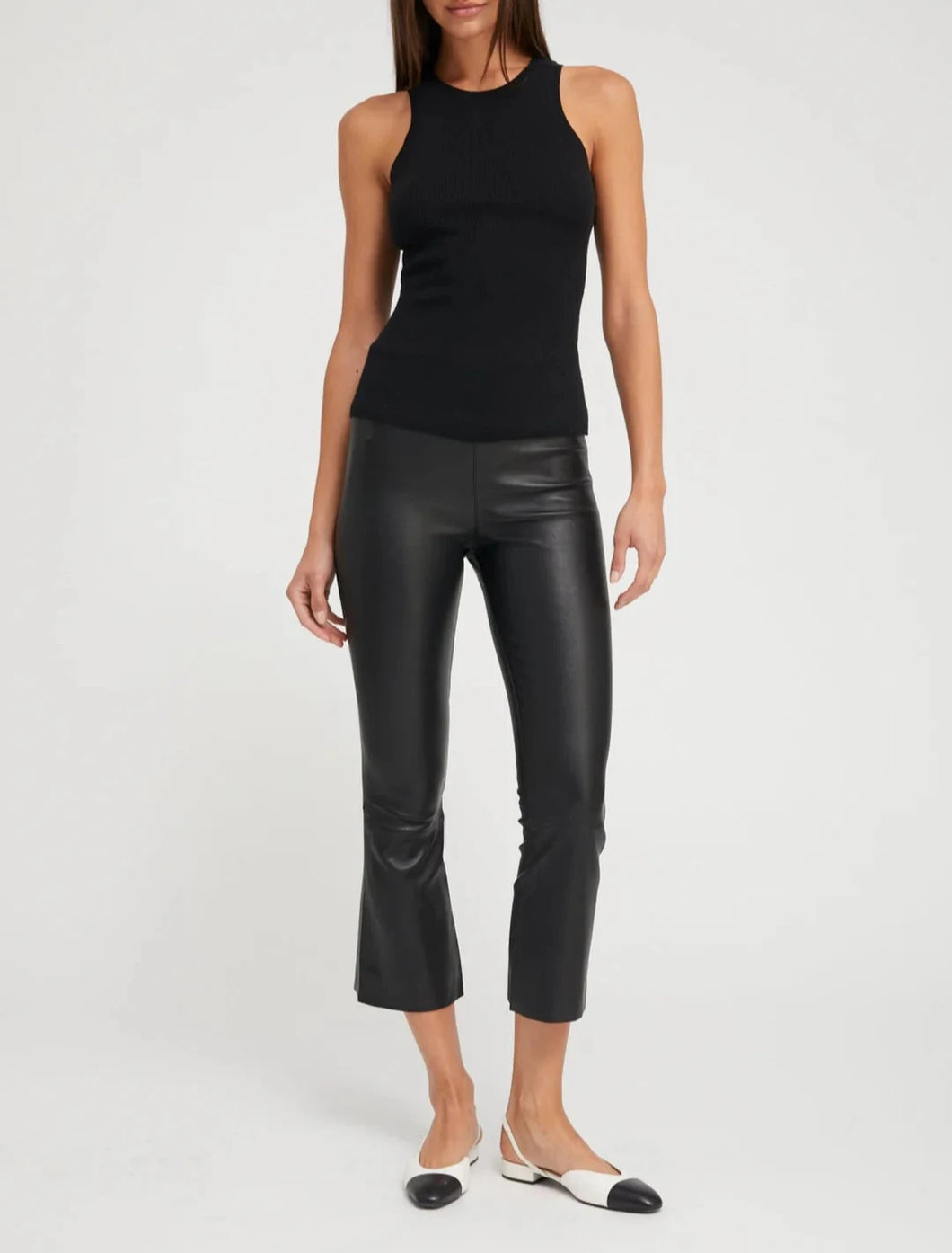 SPRWMN Black Leather Crop Flare