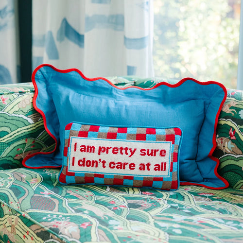 Furbish Studio Don't Care Needlepoint Pillow