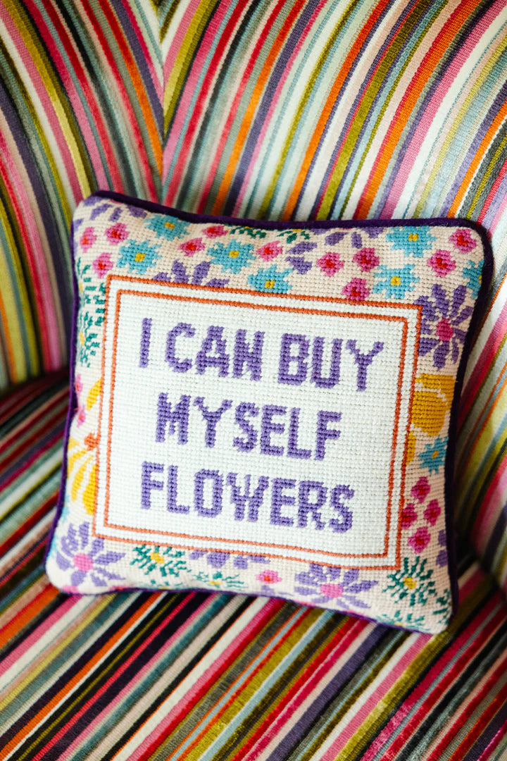 Furbish Studio Flower Needlepoint Pillow