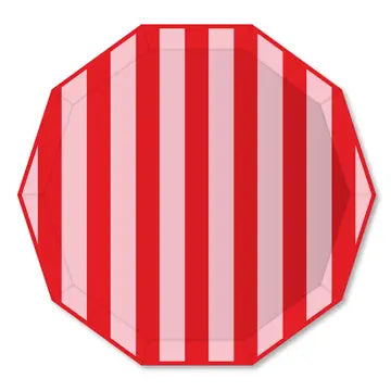 Pink and Red Signature Cabana Stripe Plates