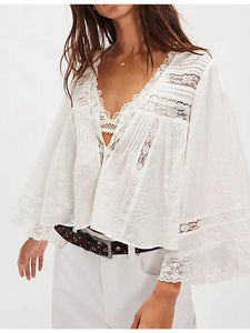 White Ruffle Lace Blouse