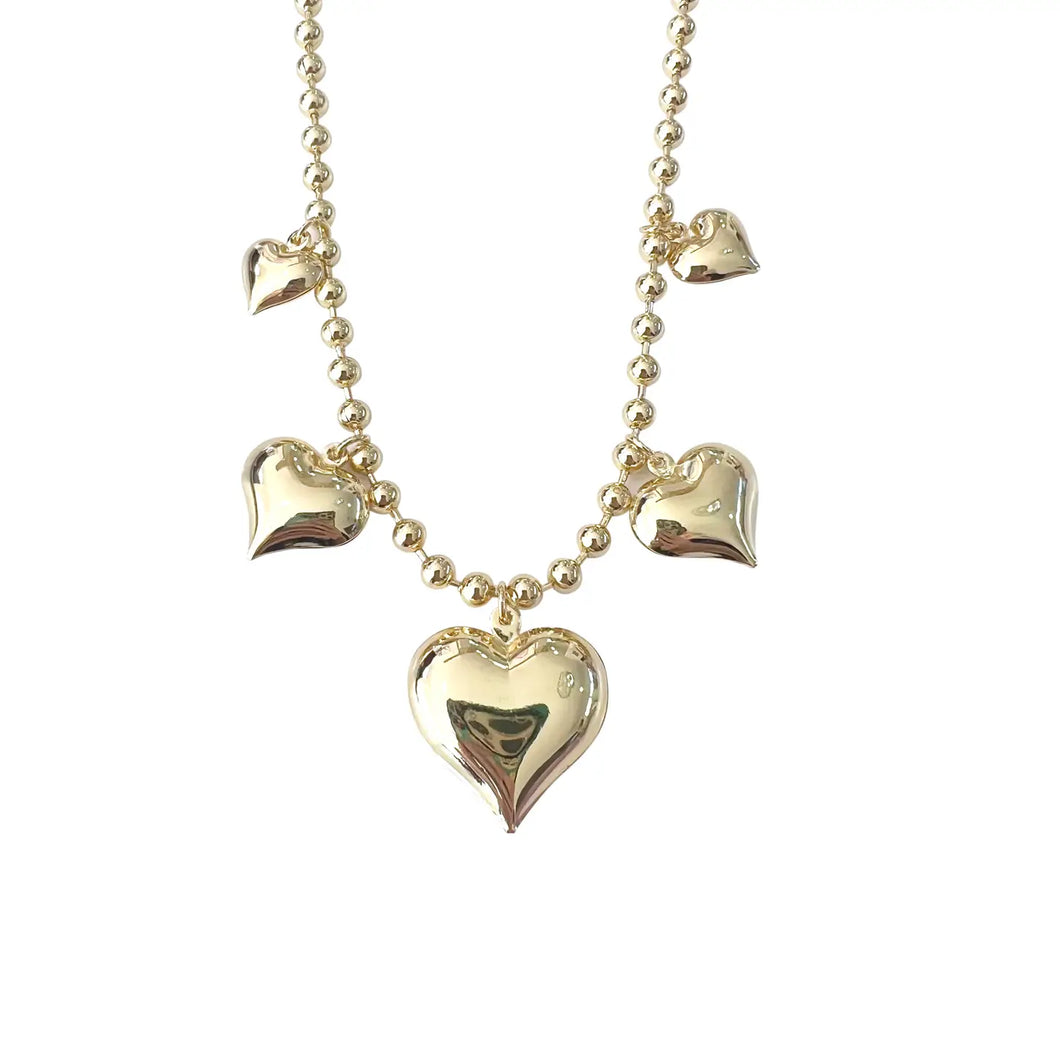 Mitylene Multi Bubble Heart Necklace in Gold