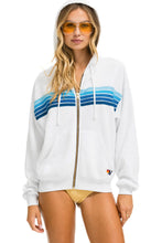 Aviator Nation Relaxed Zip Hoodie in White // Blue