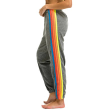 Aviator Nation 5 Stripe Sweatpants in Heather Grey // Neon Rainbow