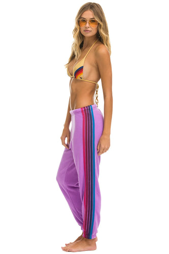 Aviator Nation 5 Stripe Sweatpants - Neon Purple / Pink Purple