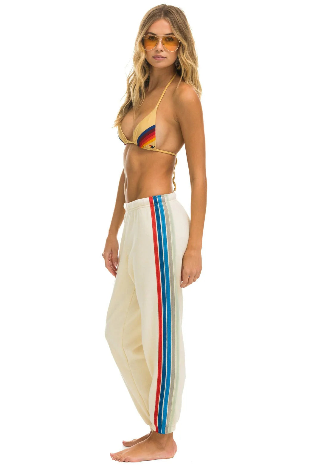 Aviator Nation 5 Stripe Sweatpants Vintage White // USA