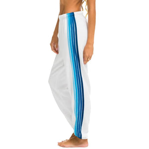 Aviator Nation 5 Stripe Sweatpants in White / Blue