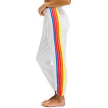 Aviator Nation 5 Stripe Sweatpants in White / Neon Rainbow