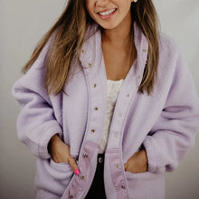 Light Purple Buttoned Slouchy Fleece Jacket