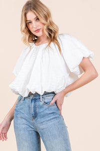 Mitylene Bubble White Crop Top