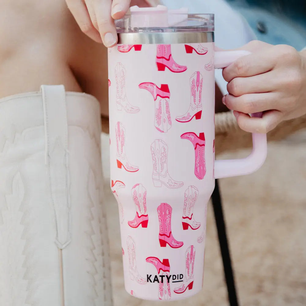 Light Pink Western Boots Tumbler Cup