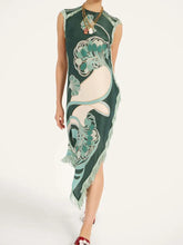 Fringe Trim Floral Dress