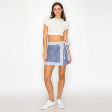 Blue Striped Wrap Skort