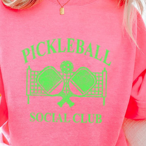 Mitylene Pickleball Club Sweatshirt in Neon Pink