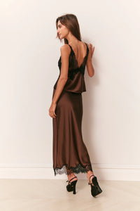 LoveShackFancy Calder Satin Midi Skirt