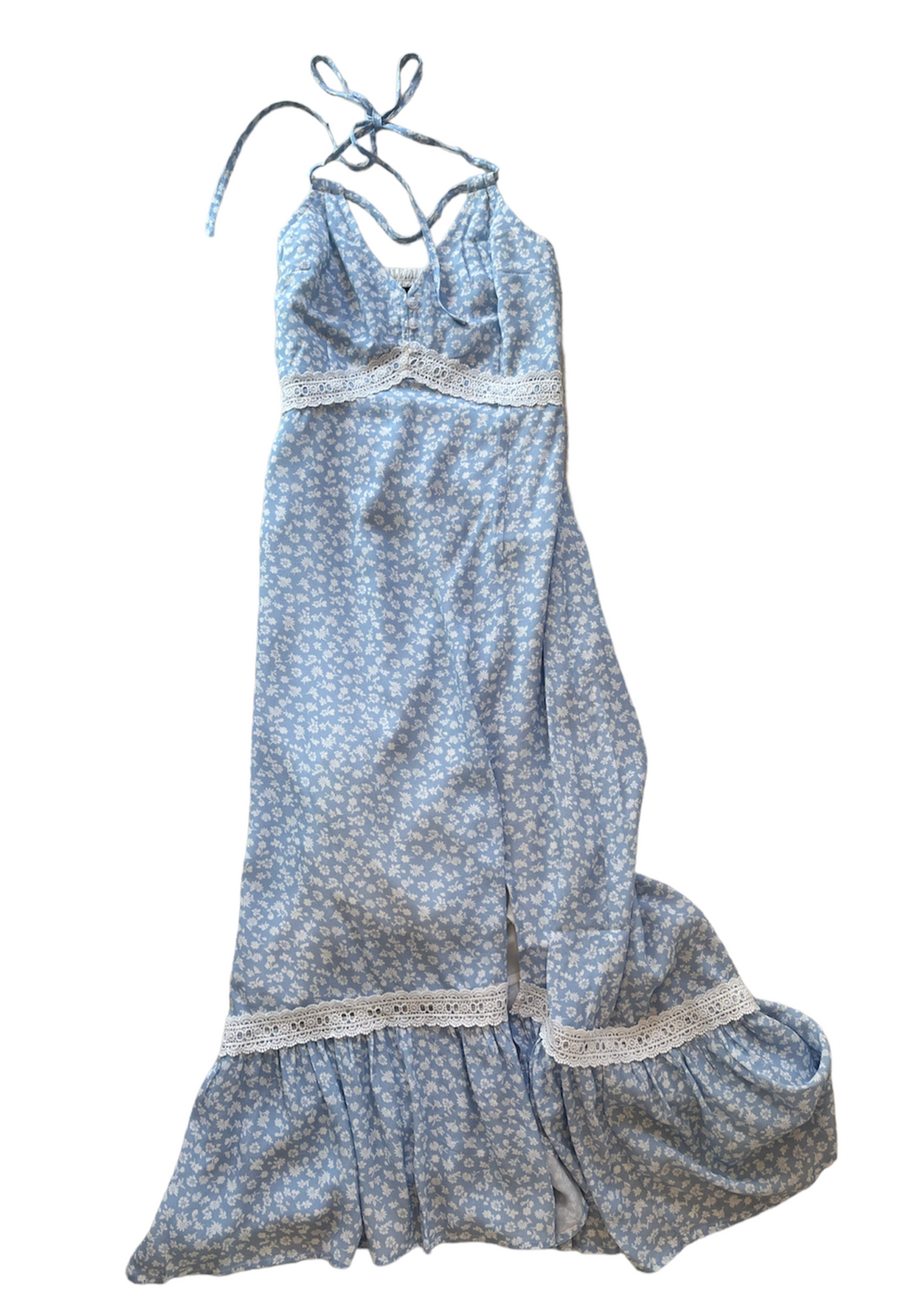 Katie J Tween Georgia Dress in Blue Ditsy Floral