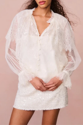 LoveShackFancy Duquette Sheer Lace Top