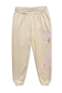 Katie J Tween Dylan Bow Applique Sweatpant in Taupe