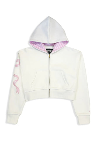Katie J Tween Dylan Bow Applique Zip Hoodie