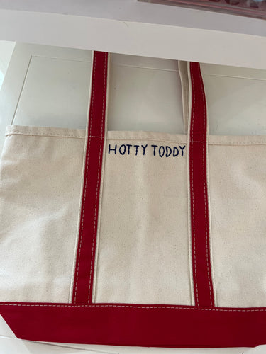 Medium Classic tote in red with hotty toddy embroidery