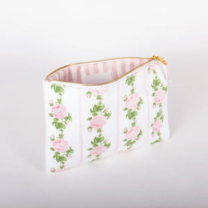 Terry Flat Pouch Large in Pink Rose Vine