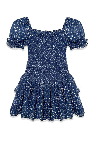 Katie J Lainey Dress in Evening Blue Ditsy Floral