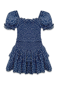 Katie J Lainey Dress in Evening Blue Ditsy Floral