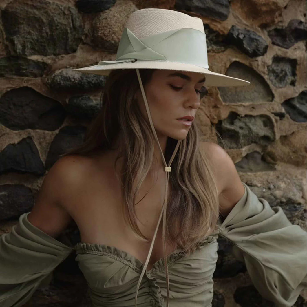 Freya Field Gardenia Hat in Moss/Melon
