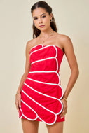 Scallop Strapless Mini Dress