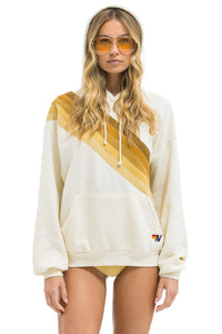 Aviator Nation - Cross Stripe Relaxed Pullover Hoodie in Vintage White/Brown